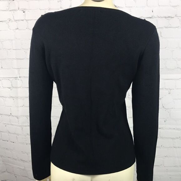 Willi Smith Blk Knit sweater with Beading Sz M EUC - Picture 3 of 4